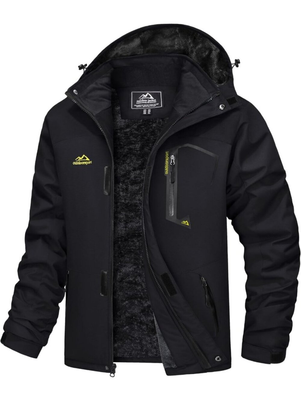 Men's Winter Ski Jacket - Water Resistant, Warm Fleece Parka with Hood